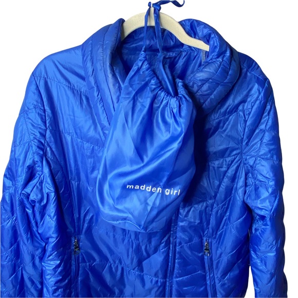 Madden Girl Puffer Jacket Foldable Packable Royal Blue Lightweight Weather 1X - Picture 3 of 10